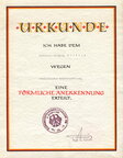 Urkunde Foermliche Anerkennung